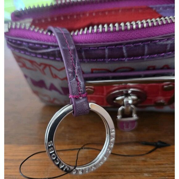 Marc by Marc Jacobs Zip Wallet Coin Pouch with Logo Lock Purple Red - Picture 3 of 5
